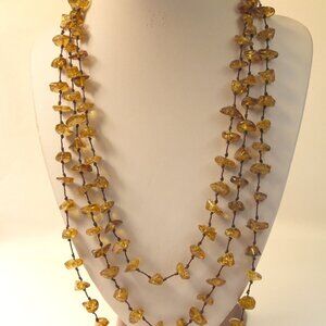Vintage Amber Antique Baltic Amber Chips Three lines necklace 24 Inch